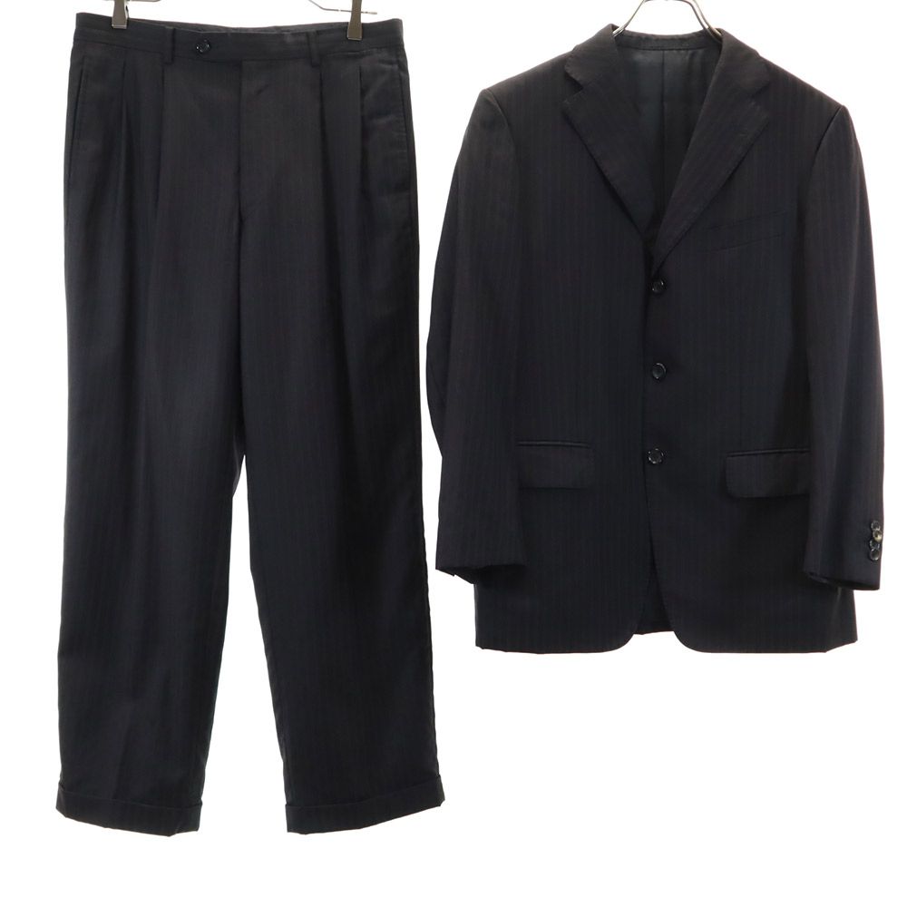 VISARUNO ビサルノ ウール ストライプ柄 スーツ 上下 セットアップ 4-M 黒系 メンズ