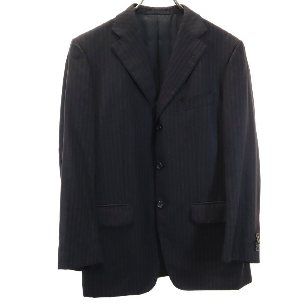 VISARUNO ビサルノ ウール ストライプ柄 スーツ 上下 セットアップ 4-M 黒系 メンズ