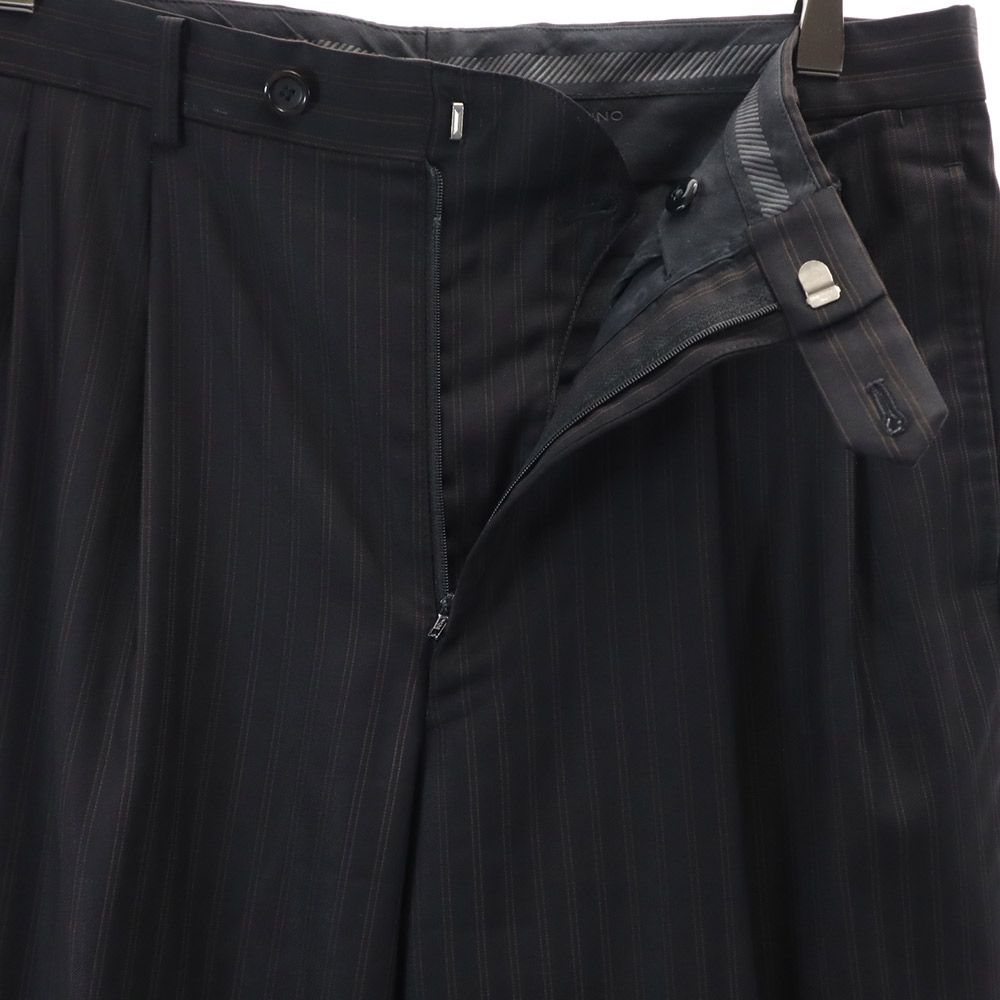 VISARUNO ビサルノ ウール ストライプ柄 スーツ 上下 セットアップ 4-M 黒系 メンズ