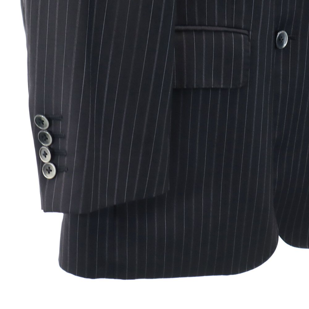 VISARUNO ビサルノ 日本製 ウール ストライプ柄 スーツ 上下 セットアップ M 黒系 メンズ