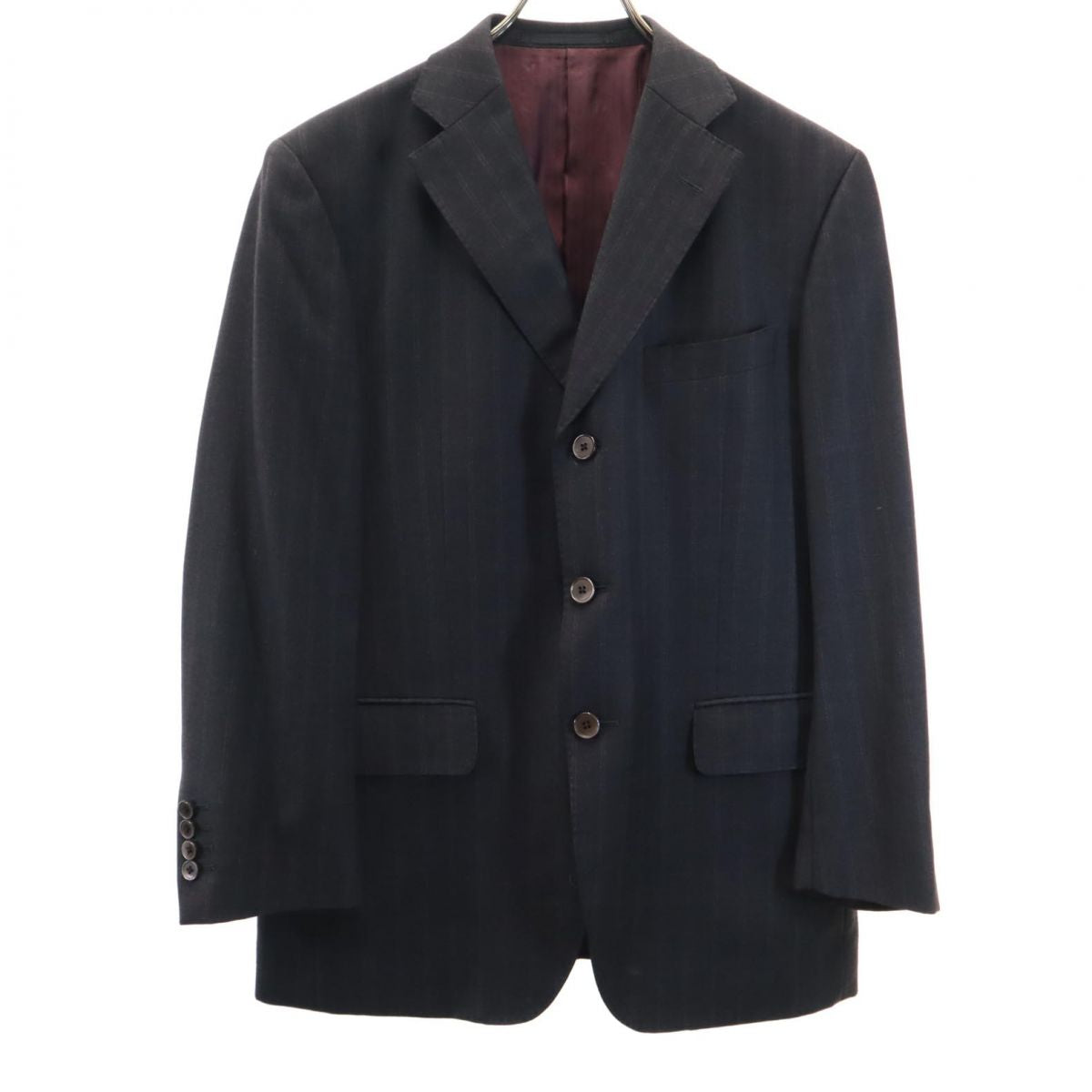 VISARUNO ビサルノ 日本製 ウール ストライプ柄 スーツ 上下 セットアップ 上4M/下82 グレー メンズ