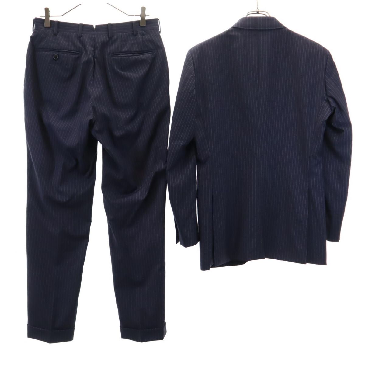 REDA レダ 日本製 ウール ストライプ柄 スーツ 上下 セットアップ ネイビー メンズ