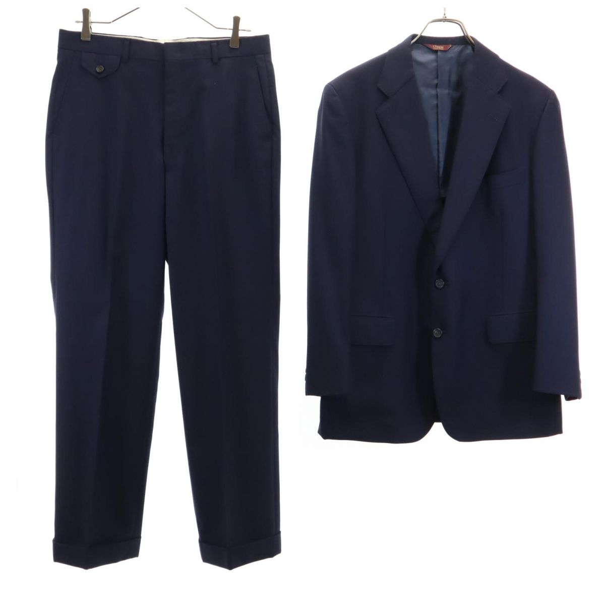 Chaps by Ralph Lauren チャップスバイラルフローレン 80s ウール スーツ 上下 セットアップ 上C-98/下82 ネイビー メンズ