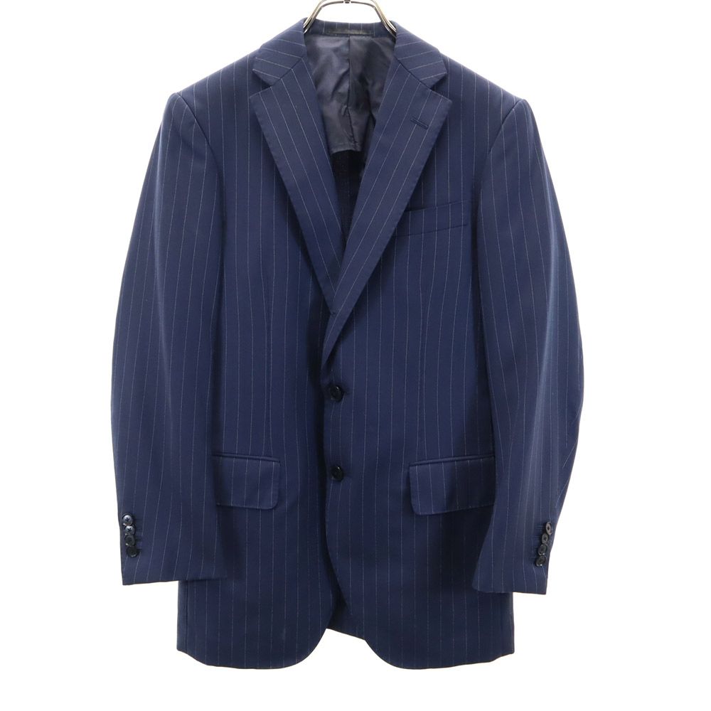 トゥモローランド ウール ストライプ柄 パンツスーツ 上下 セットアップ 42 ネイビー TOMORROWLAND メンズ