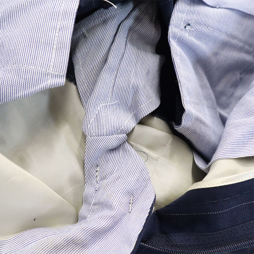 トゥモローランド ウール ストライプ柄 パンツスーツ 上下 セットアップ 42 ネイビー TOMORROWLAND メンズ