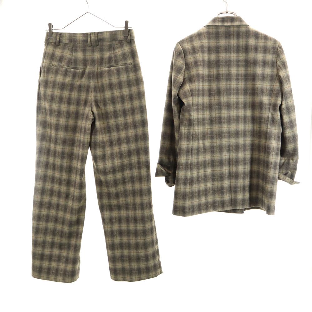 ロペピクニック チェック柄 パンツスーツ 上下 セットアップ 40/38 ブラウン系 ROPE PICNIC レディース