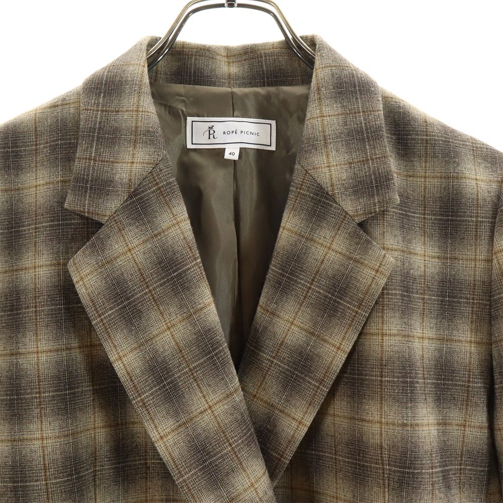 ロペピクニック チェック柄 パンツスーツ 上下 セットアップ 40/38 ブラウン系 ROPE PICNIC レディース