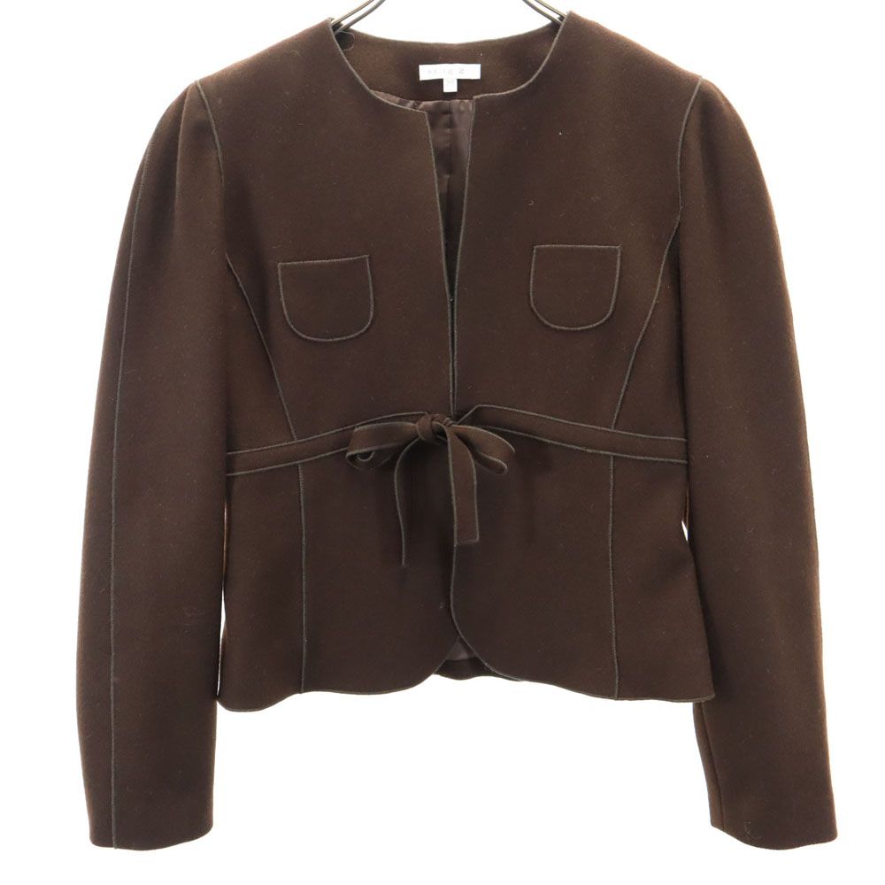 ポールカ ウールジャケット 38 ブラウン PAULE KA レディース