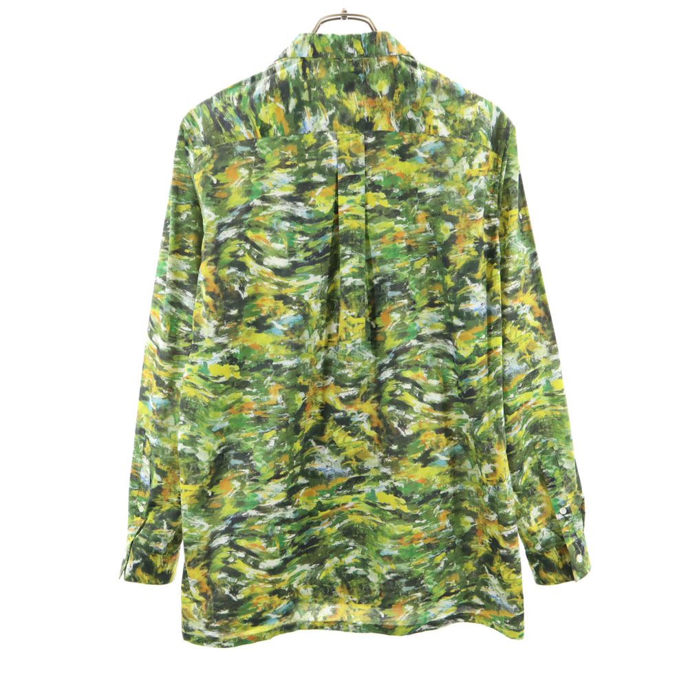 未使用 ジョセフオム 総柄 長袖 オープンカラーシャツ 46 グリーン系 JOSEPH HOMME メンズ