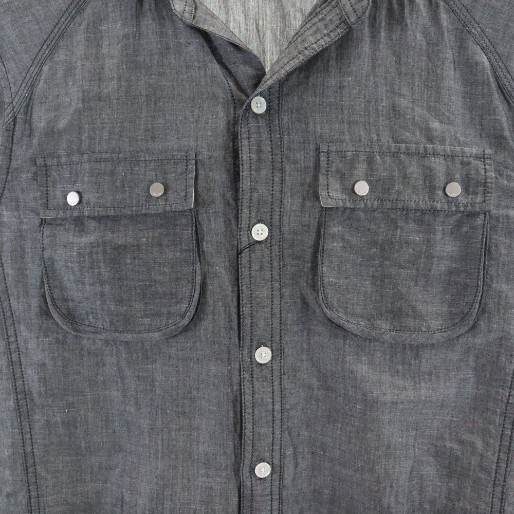 未使用 JOSEPH HOMME ジョセフオム リネンブレンド 長袖 オープンカラーシャツ 46 グレー メンズ