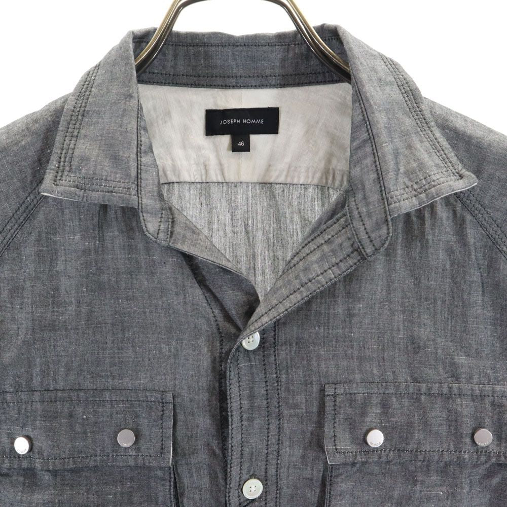 未使用 JOSEPH HOMME ジョセフオム リネンブレンド 長袖 オープンカラーシャツ 46 グレー メンズ