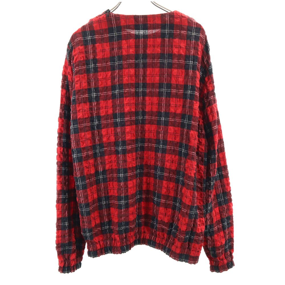 MSGM エムエスジーエム イタリア製 チェック柄 長袖 シワ加工 シャツ 48 レッド系 メンズ