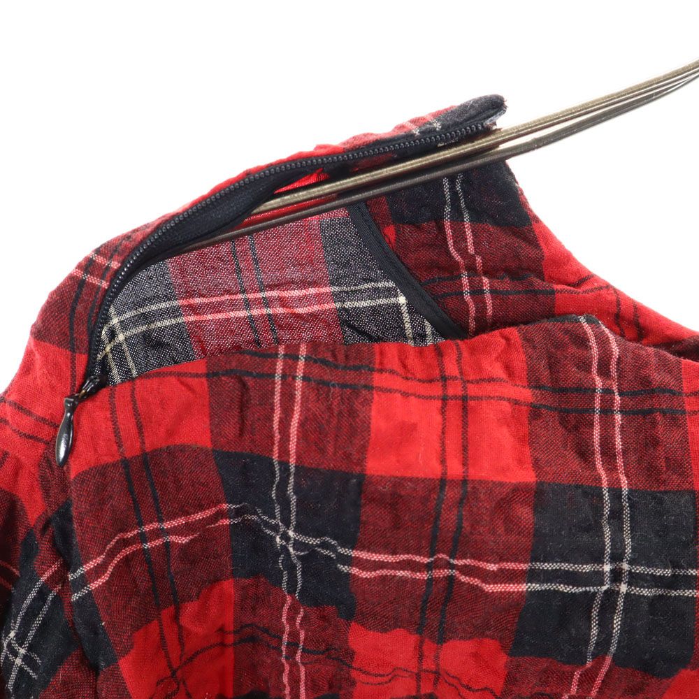 MSGM エムエスジーエム イタリア製 チェック柄 長袖 シワ加工 シャツ 48 レッド系 メンズ