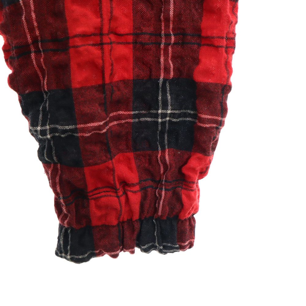 MSGM エムエスジーエム イタリア製 チェック柄 長袖 シワ加工 シャツ 48 レッド系 メンズ