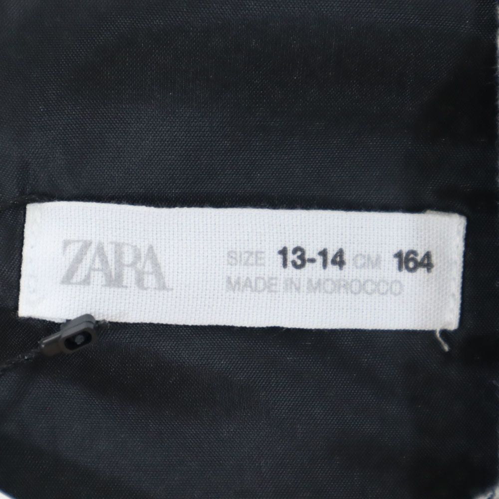 未使用 ザラ 千鳥格子 ノースリーブ ワンピース 13-14 グレー系 ZARA サイドジップ タグ付き キッズ