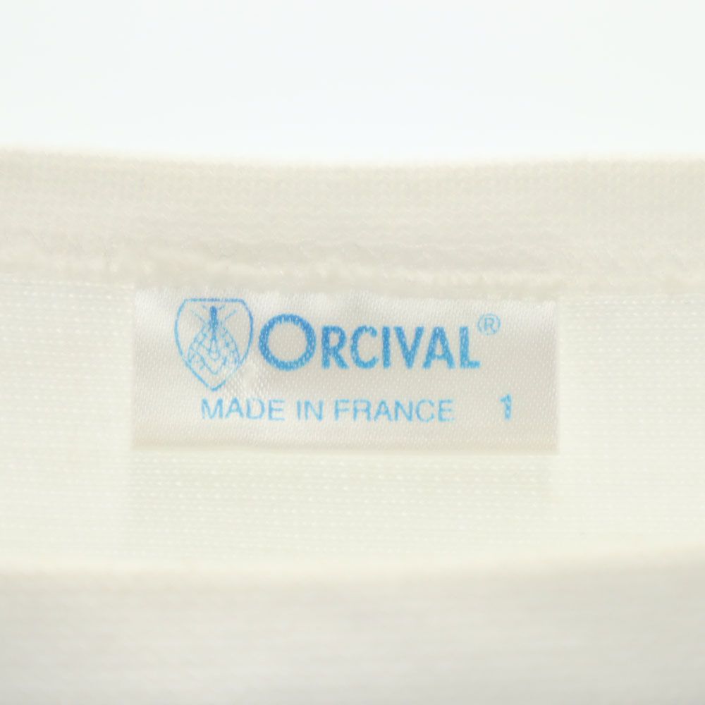 オーシバル フランス製 ボーダー柄 長袖 ボートネック Tシャツ 1 ホワイト ORCIVAL ロンT レディース