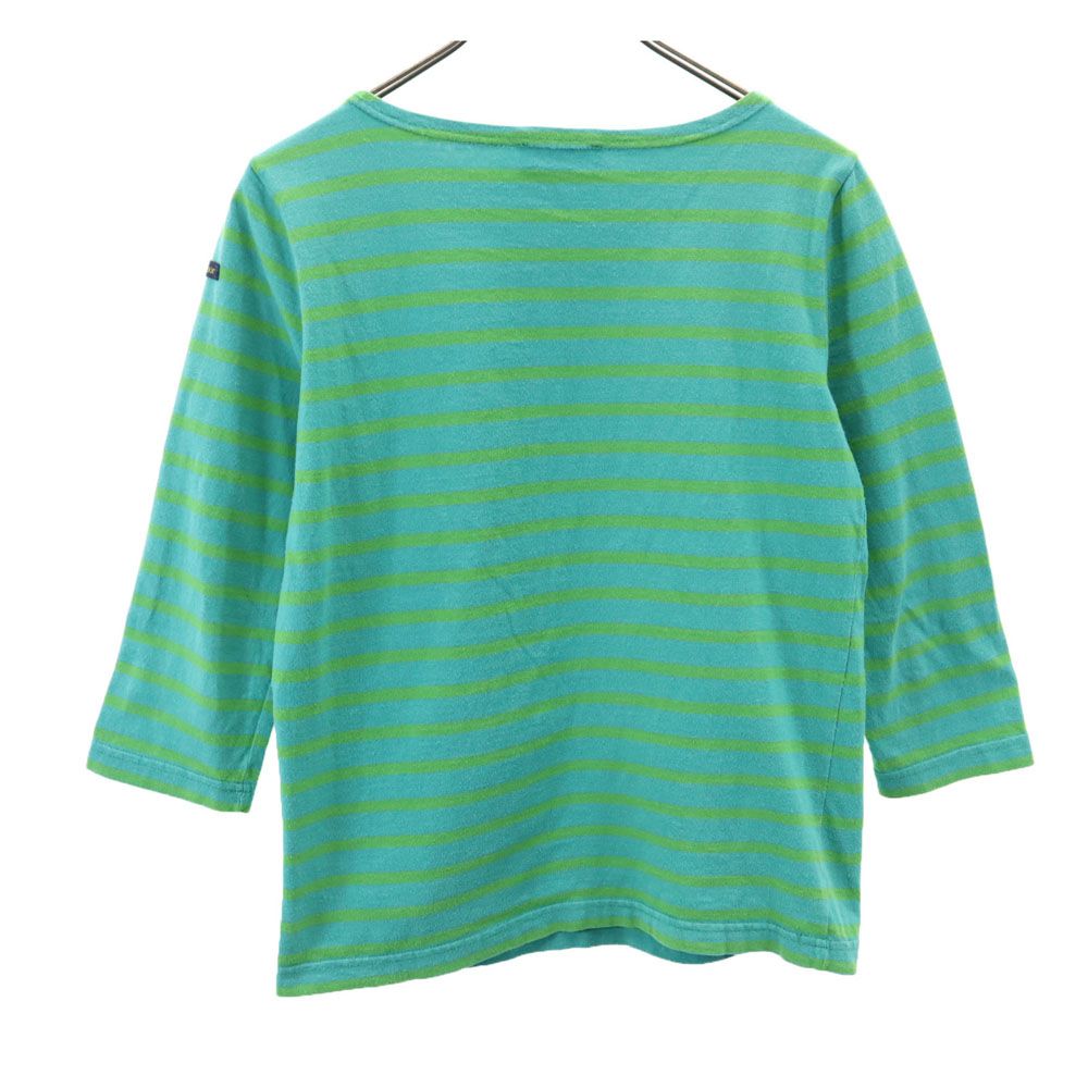ルミノア フランス製 ボーダー柄 5分袖 ボートネック Tシャツ 1 ターコイズ系 Le Minor レディース