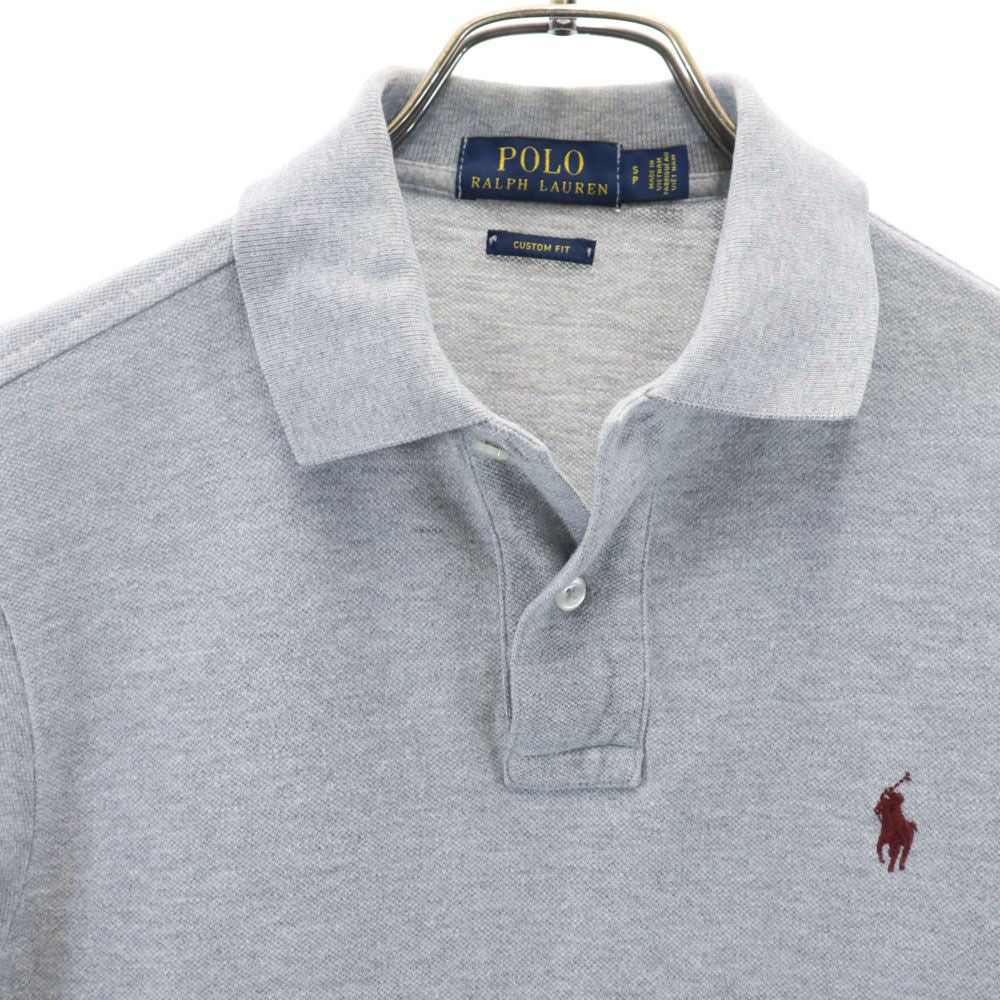 ポロラルフローレン 半袖 ポロシャツ S グレー POLO RALPH LAUREN 鹿の子地 メンズ