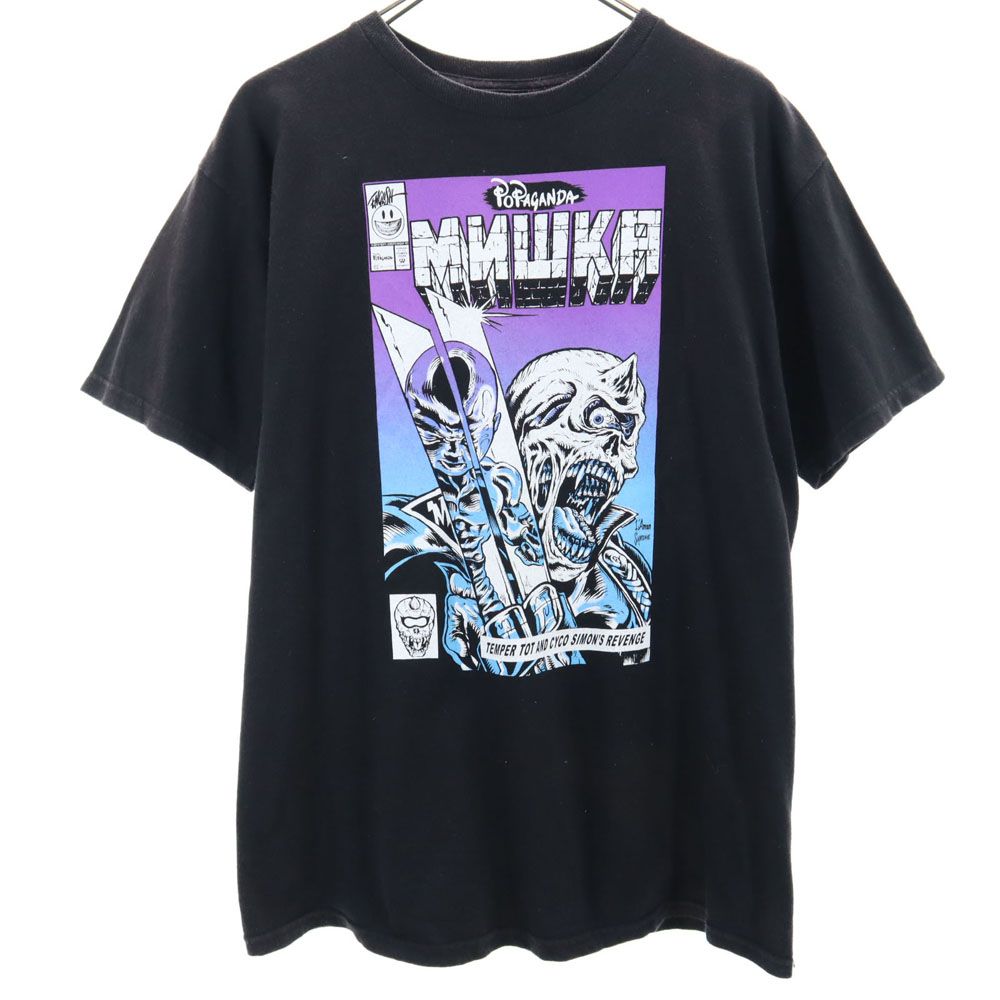 POPAGANDA MNWKA プリント 半袖 Tシャツ M ブラック POPAGANDA MNWKA メンズ