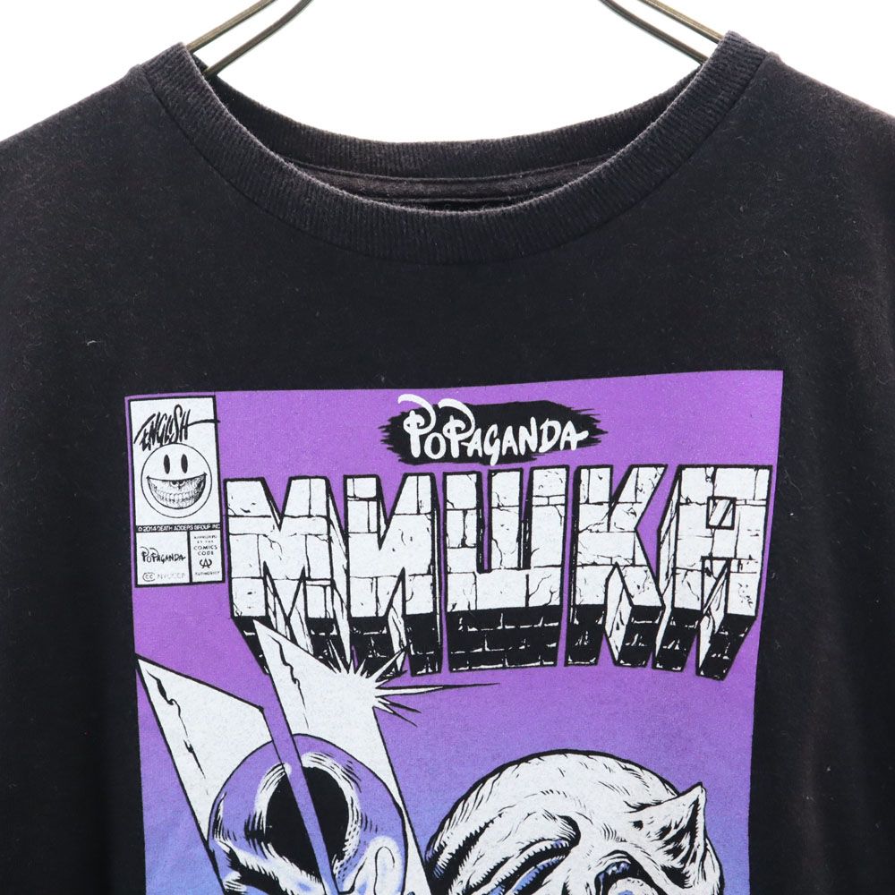 POPAGANDA MNWKA プリント 半袖 Tシャツ M ブラック POPAGANDA MNWKA メンズ