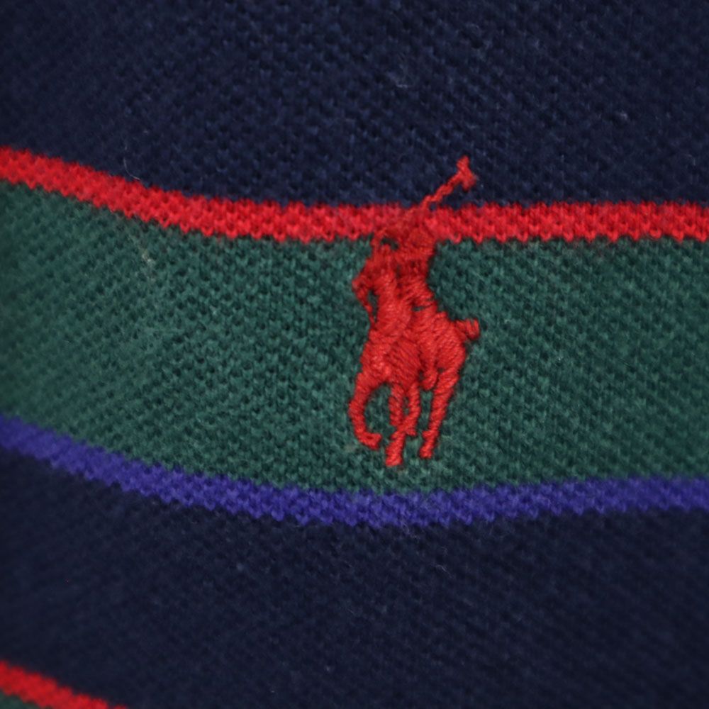 ポロバイラルフローレン ボーダー柄 半袖 ポロシャツ M Polo by Ralph Lauren 鹿の子地 メンズ