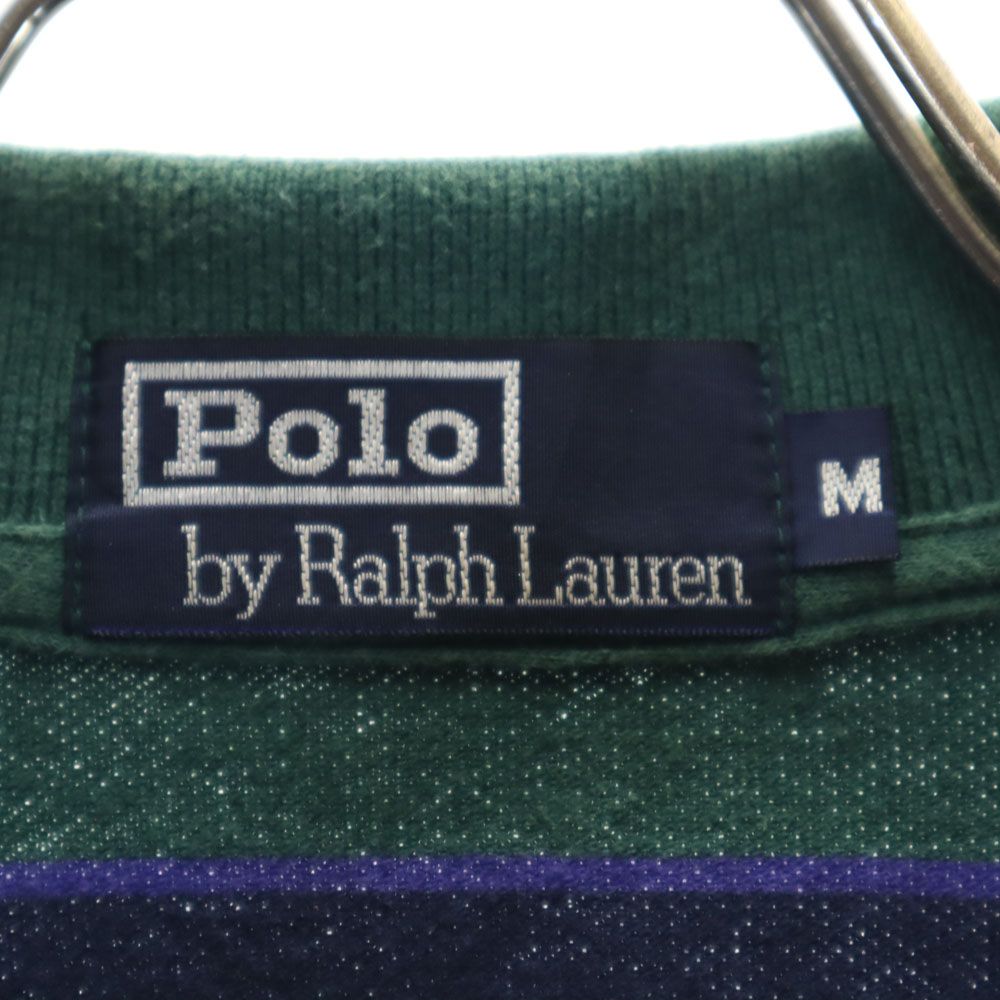 ポロバイラルフローレン ボーダー柄 半袖 ポロシャツ M Polo by Ralph Lauren 鹿の子地 メンズ