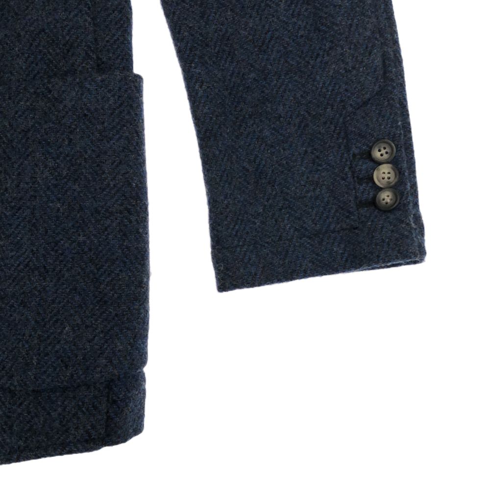 ORIAN オリアン イタリア製 ウール ヘリンボーン 長袖 テーラードジャケット 42 ブルー系 メンズ