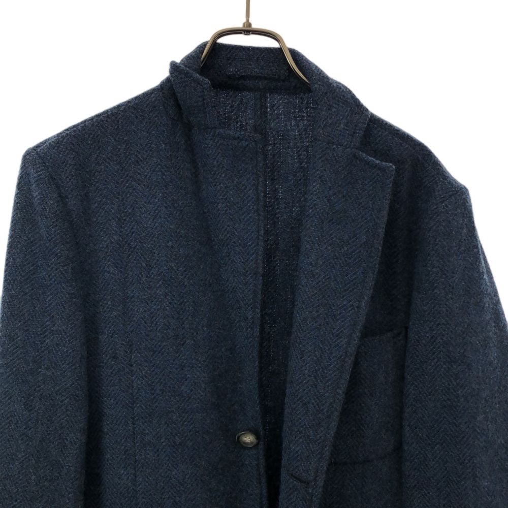 ORIAN オリアン イタリア製 ウール ヘリンボーン 長袖 テーラードジャケット 42 ブルー系 メンズ