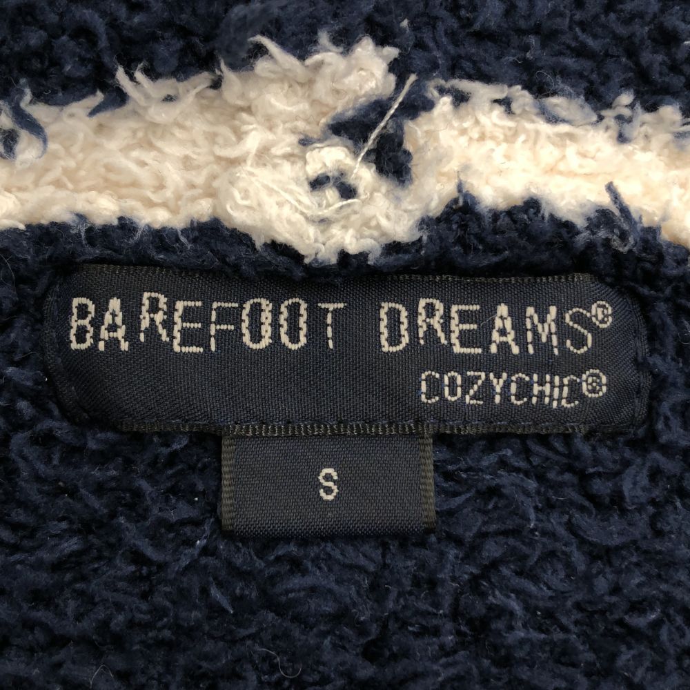 ベアフットドリームス ボーダー 長袖 ルームウェア S ホワイト×ネイビー BAREFOOT DREAMS ジップパーカー レディース