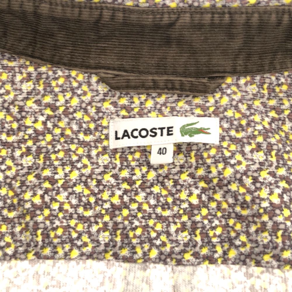 ラコステ 総柄 長袖 コーデュロイ シャツワンピース 40 LACOSTE レディース