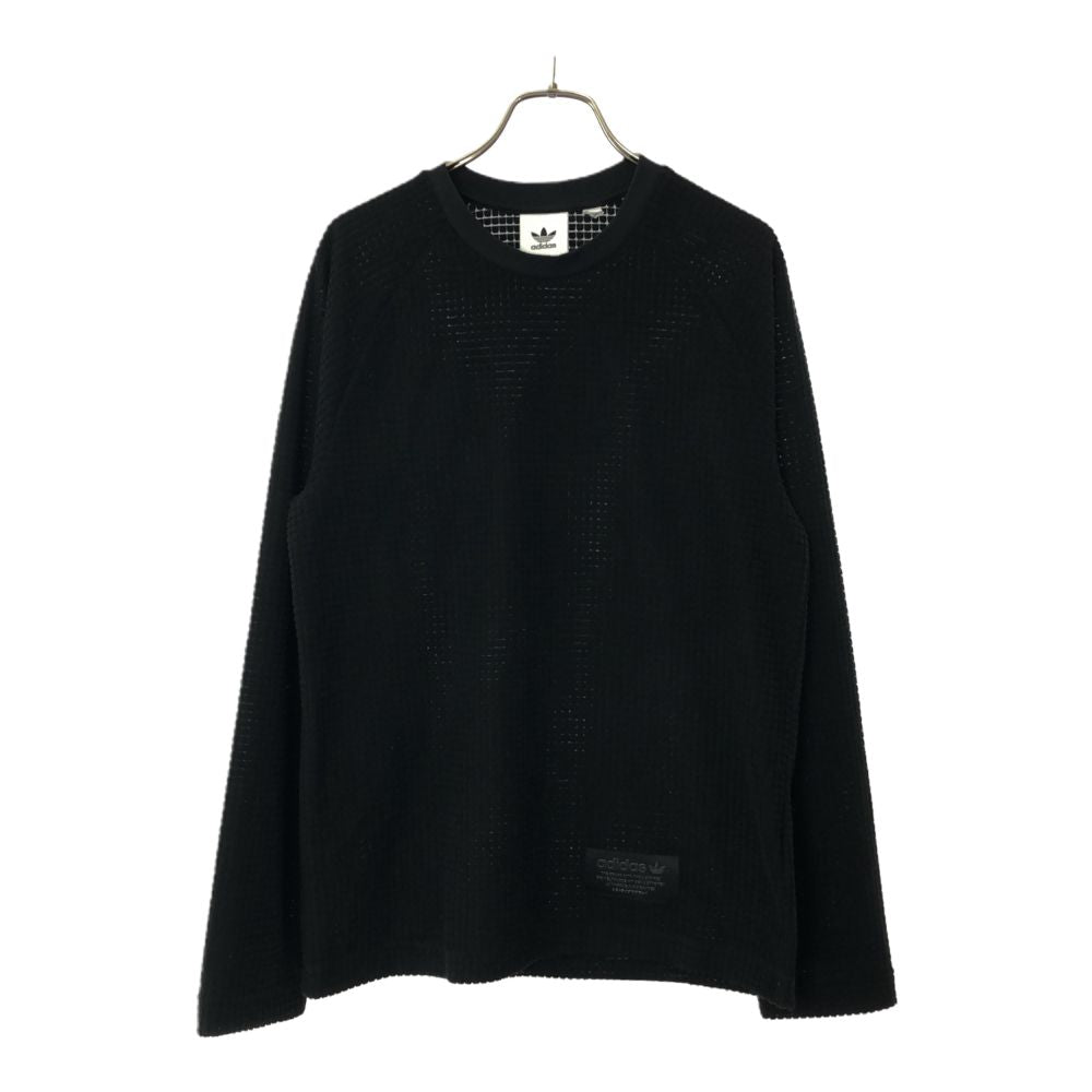 アディダス 長袖 ワッフル生地 Tシャツ ブラック adidas ロンT メンズ