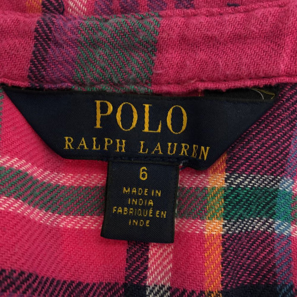 ポロラルフローレン チェック 長袖 シャツワンピース 6 POLO RALPH LAUREN キッズ