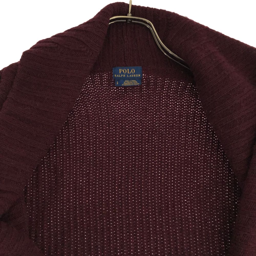 POLO RALPH LAUREN ポロラルフローレン ウールブレンド 長袖 ニット カーディガン S えんじ系 メンズ