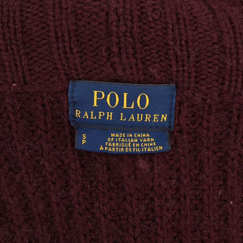 POLO RALPH LAUREN ポロラルフローレン ウールブレンド 長袖 ニット カーディガン S えんじ系 メンズ