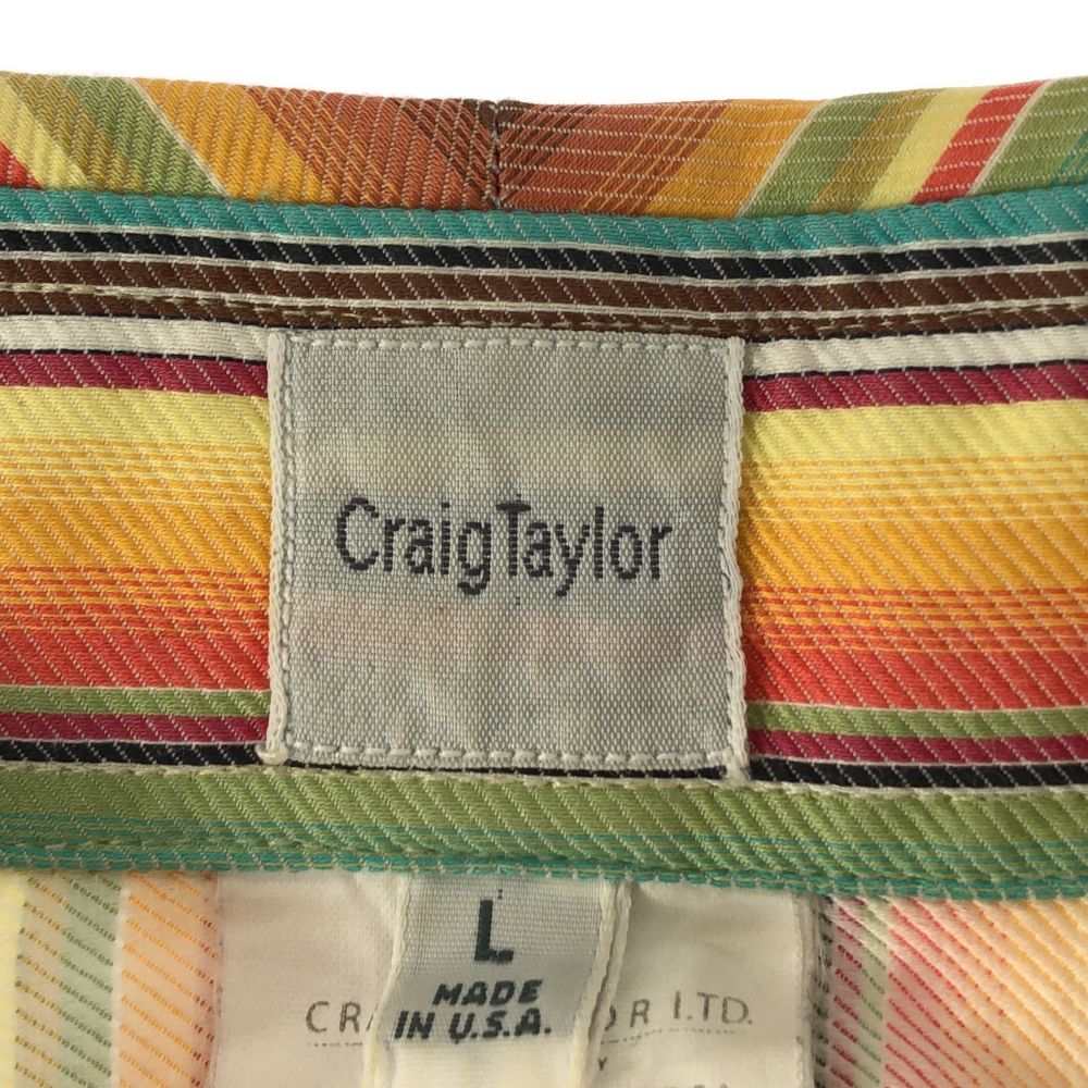 クレイグテイラー USA製 ストライプ 長袖 コットンシャツ L Craig Taylor メンズ
