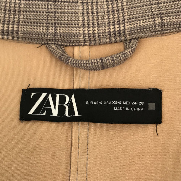 ザラ グレンチェック 長袖 シャツワンピース XS-S グレー系 ZARA レディース