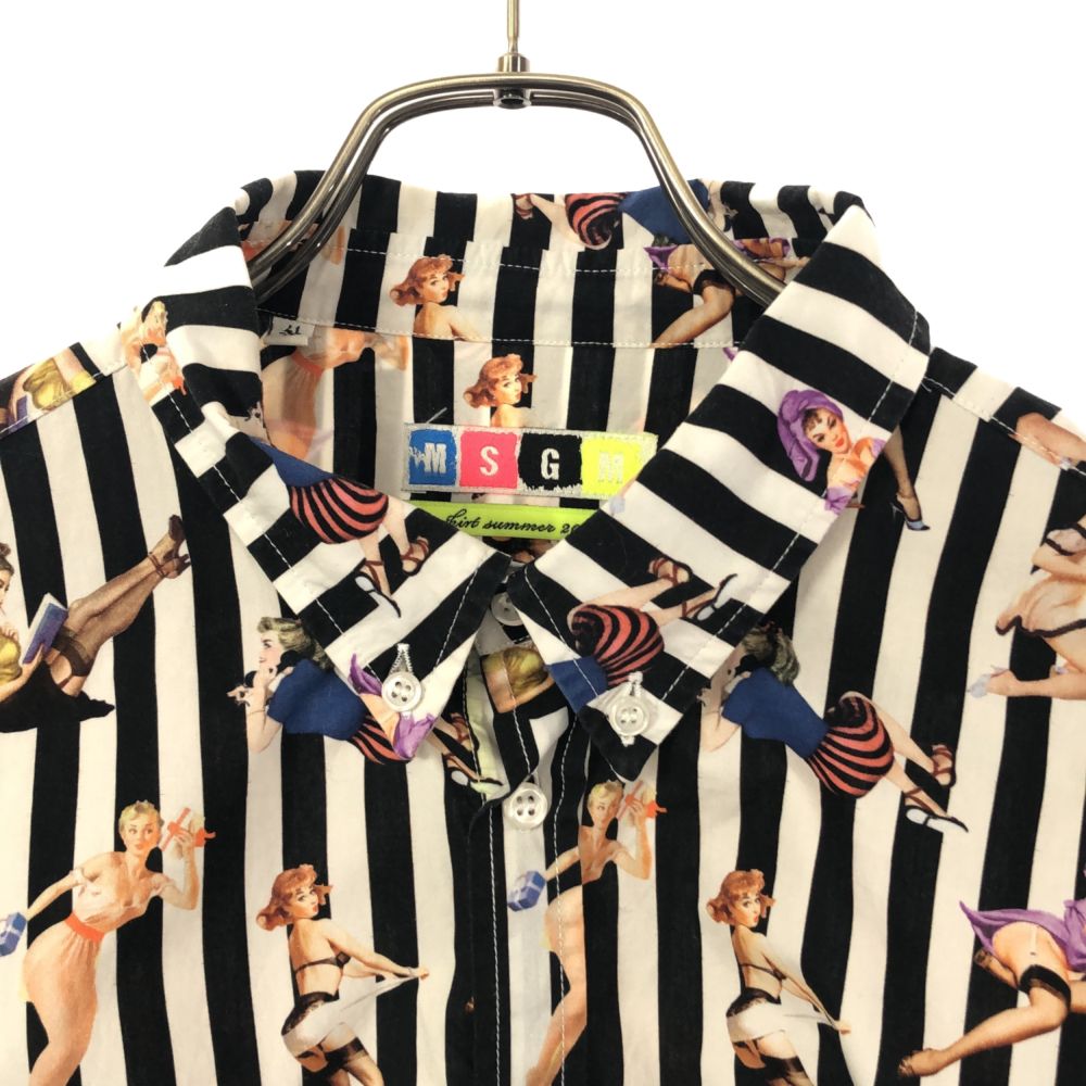 MSGM エムエスジーエム ストライプ 長袖 ボタンダウンシャツ 41 メンズ