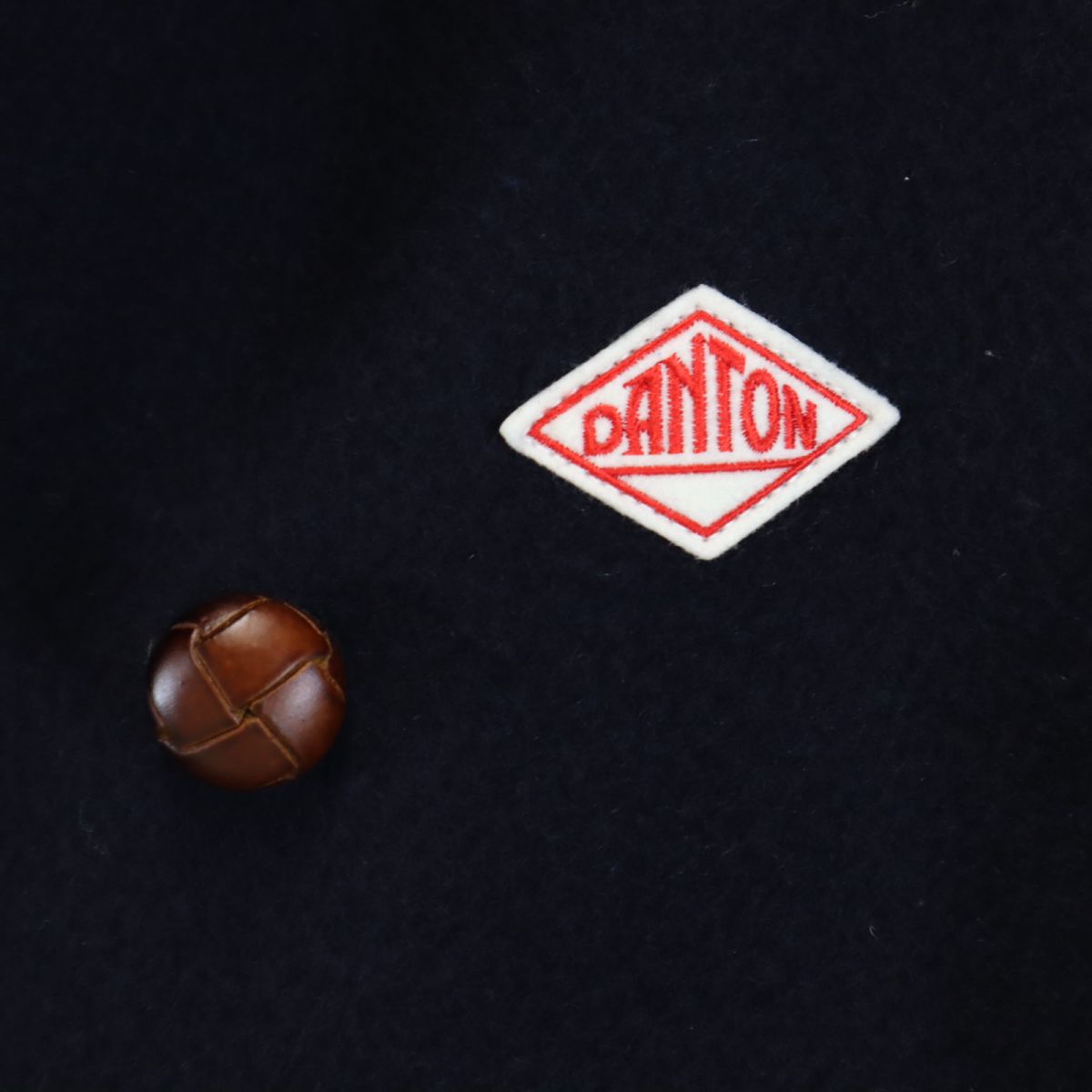 Danton ダントン 日本製 長袖 ウールブレンド コート 34 ネイビー くるみボタン レディース