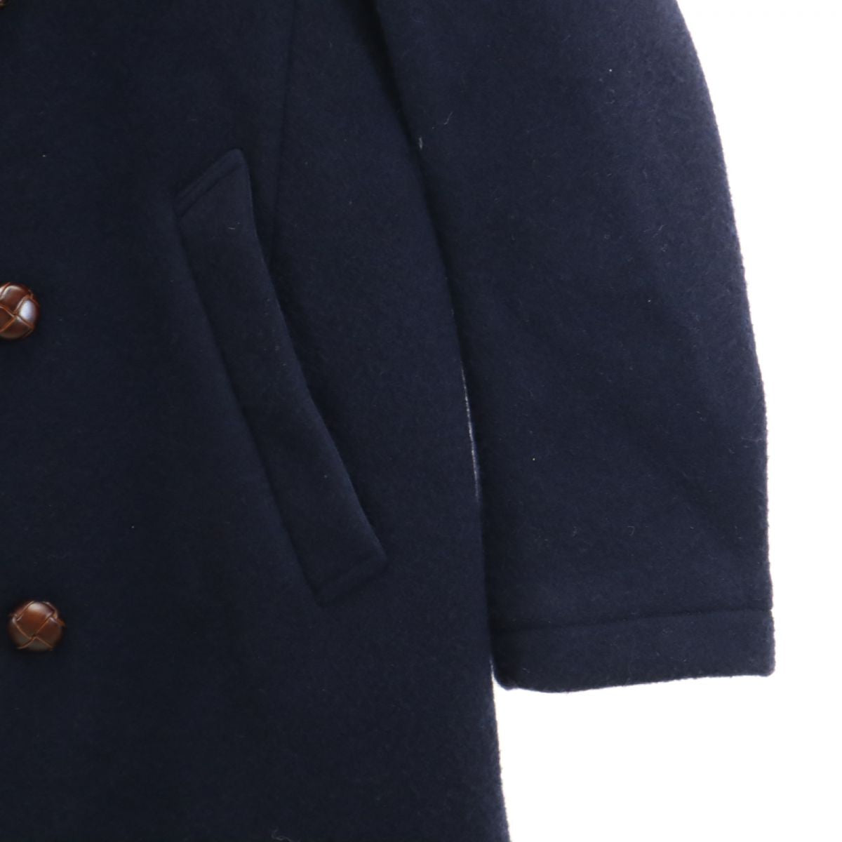 Danton ダントン 日本製 長袖 ウールブレンド コート 34 ネイビー くるみボタン レディース