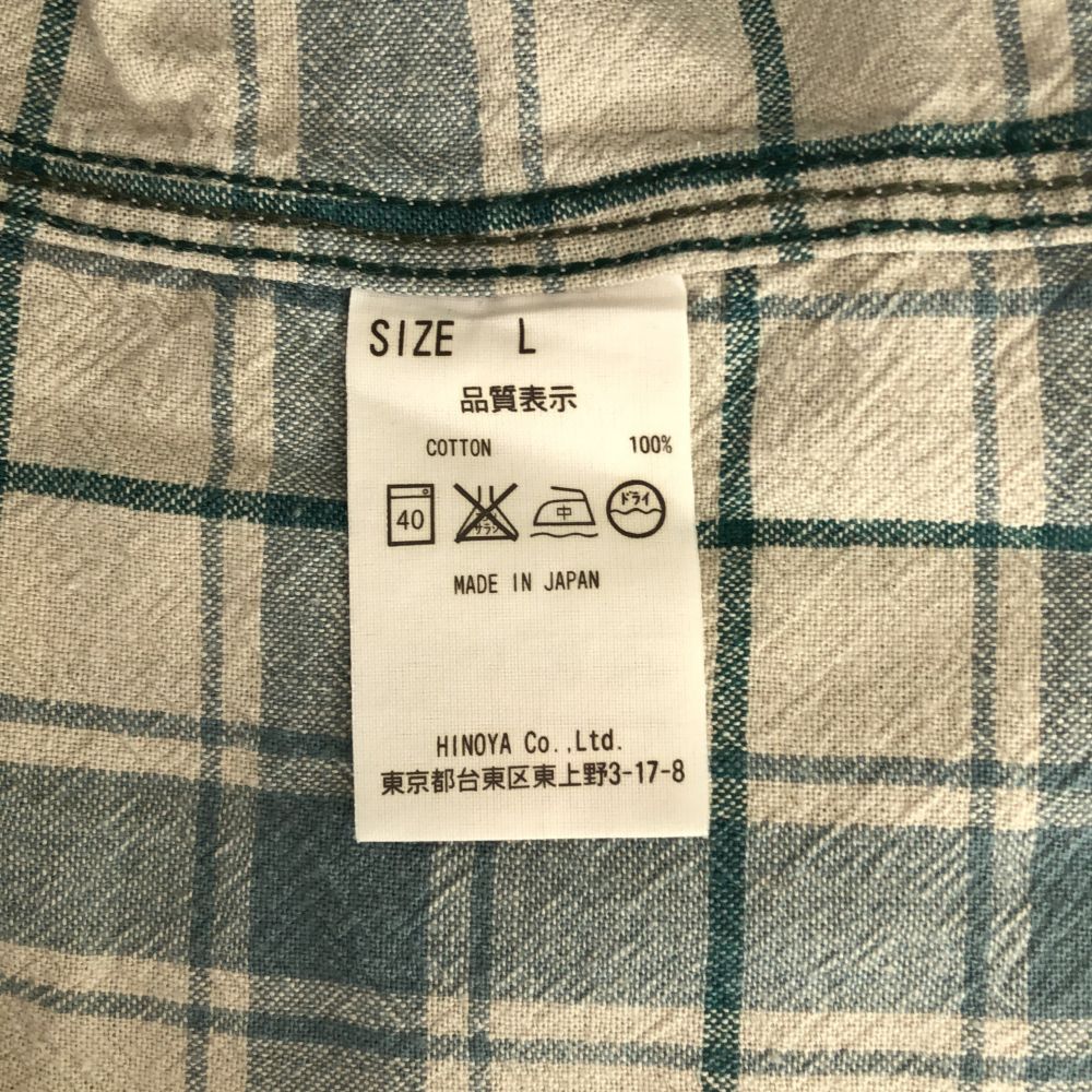 バーガスプラス 日本製 チェック 長袖 コットンシャツ L グレー系 BURGUS PLUS メンズ