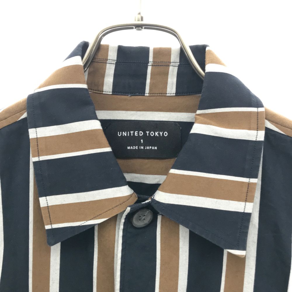 UNITED TOKYO ユナイテッドトウキョウ 日本製 ストライプ 長袖 シャツ 1 ネイビー系 メンズ