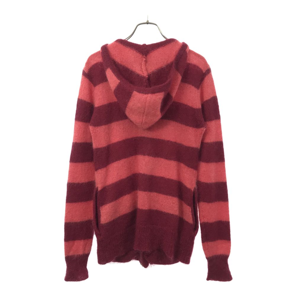 アールニューボールド モヘヤブレンド ボーダー 半袖 ニット ジップパーカー L レッド系 R.NEWBOLD レディース