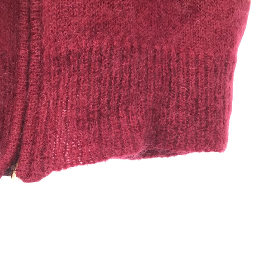 アールニューボールド モヘヤブレンド ボーダー 半袖 ニット ジップパーカー L レッド系 R.NEWBOLD レディース