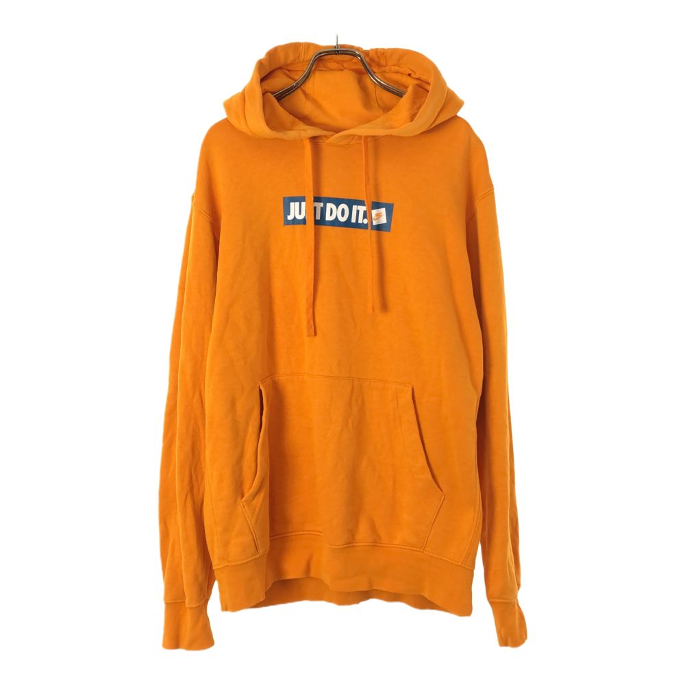 NIKE ナイキ プリントロゴ 長袖 スウェットパーカー M オレンジ プルオーバー トレーナー 裏起毛 メンズ