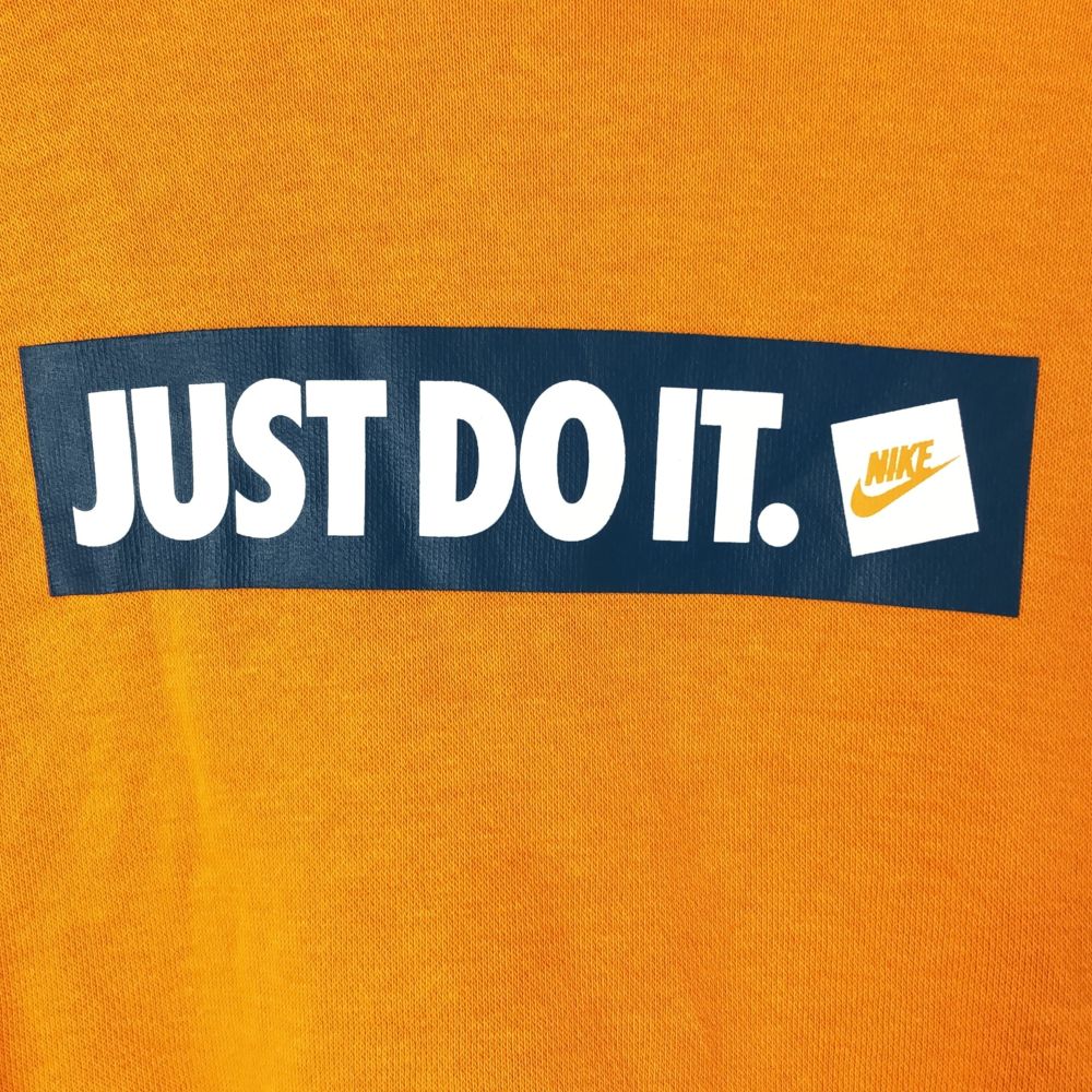 NIKE ナイキ プリントロゴ 長袖 スウェットパーカー M オレンジ プルオーバー トレーナー 裏起毛 メンズ