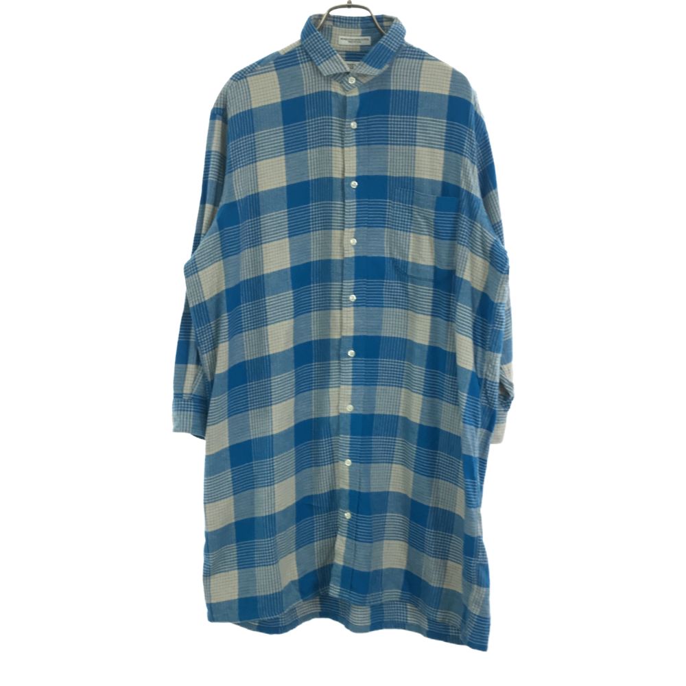 INDIVIDUALIZED SHIRTS インディビジュアライズドシャツ USA製 チェック 長袖 シャツワンピース 15-28 ホワイト×ブルー系 レディース