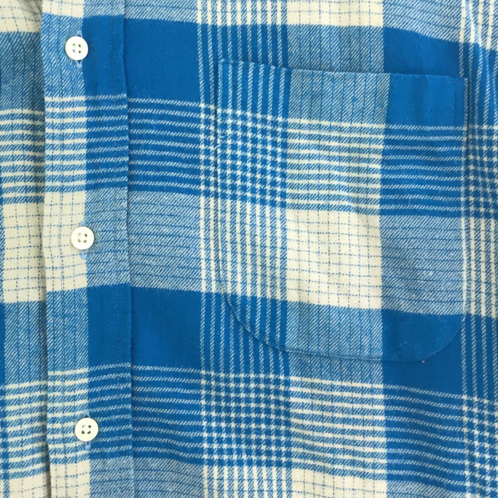 INDIVIDUALIZED SHIRTS インディビジュアライズドシャツ USA製 チェック 長袖 シャツワンピース 15-28 ホワイト×ブルー系 レディース