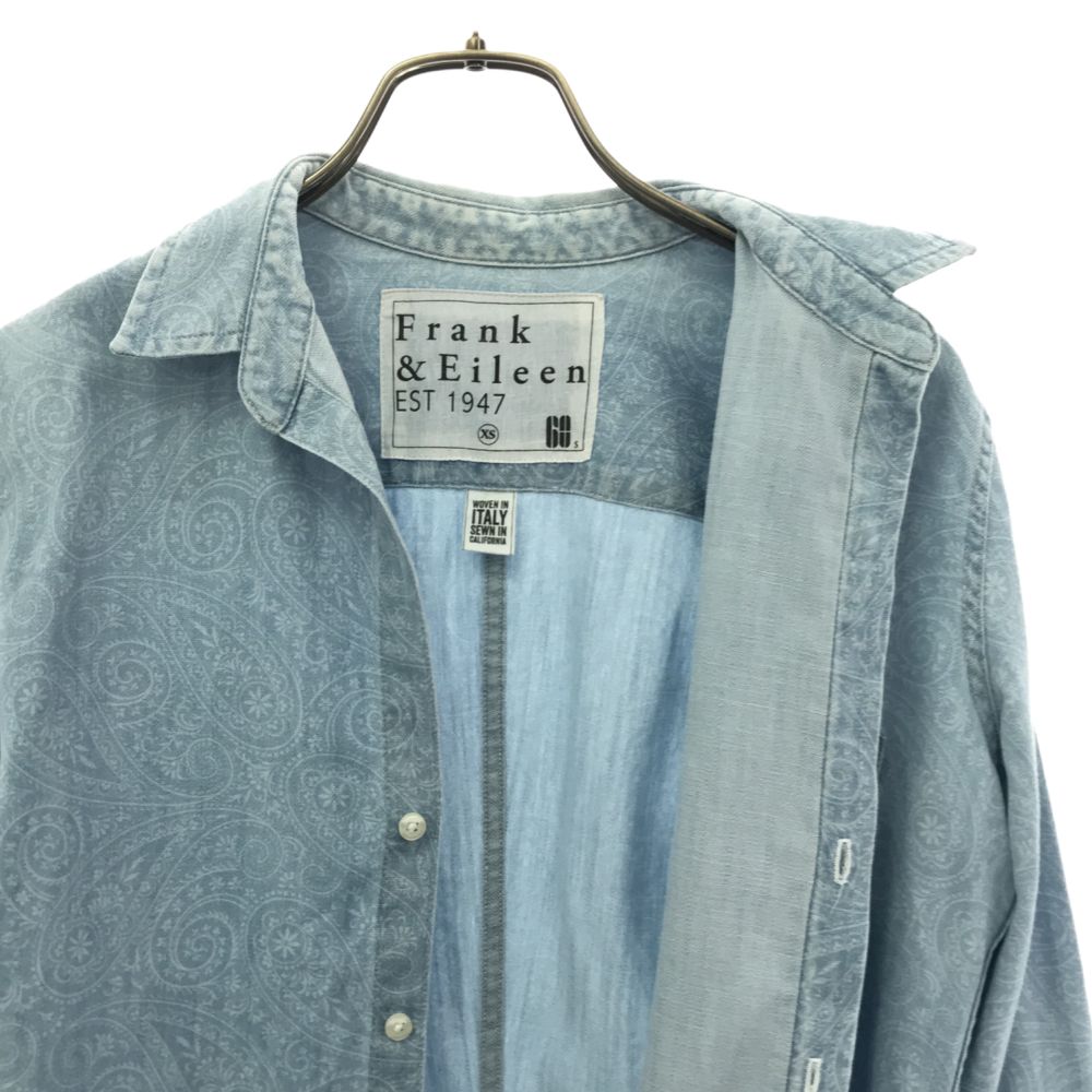 フランクアンドアイリーン ペイズリー 長袖 シャツ XS ブルー系 Frank&Eileen レディース