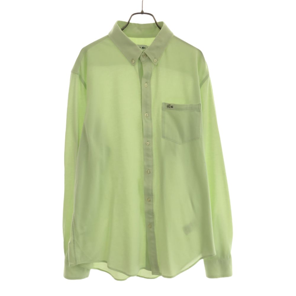 ラコステ 長袖 ボタンダウンシャツ M/L グリーン系 LACOSTE 鹿の子地 メンズ