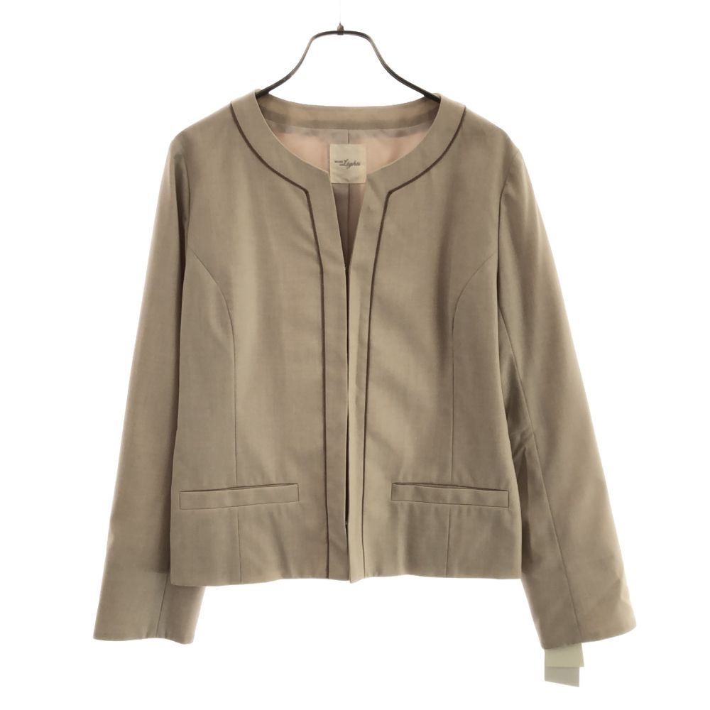 未使用 BEAMS LIGHTS ビームスライツ 日本製 ノーカラージャケット 40 ベージュ系 タグ付き レディース